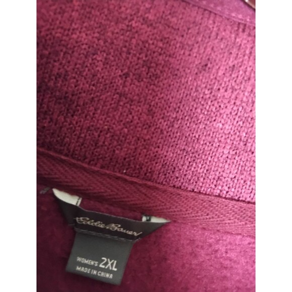 Eddie Bauer Sweatshirt Womans 2XL Pullover Red Fleece Pullover Henley 1/4 Snap - Picture 3 of 5